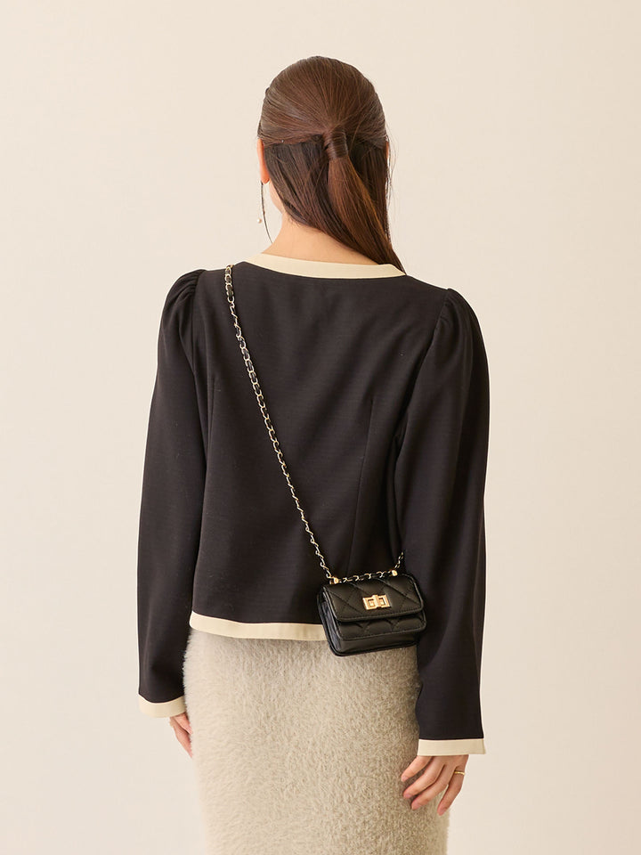 セレモニー対応・配色ジャケット Black