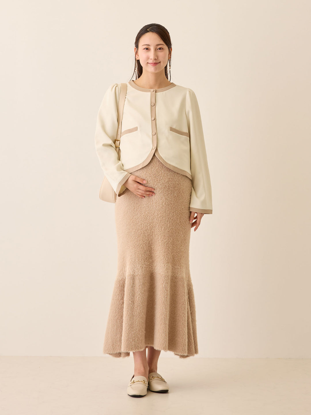 セレモニー対応・配色ジャケット Ivory