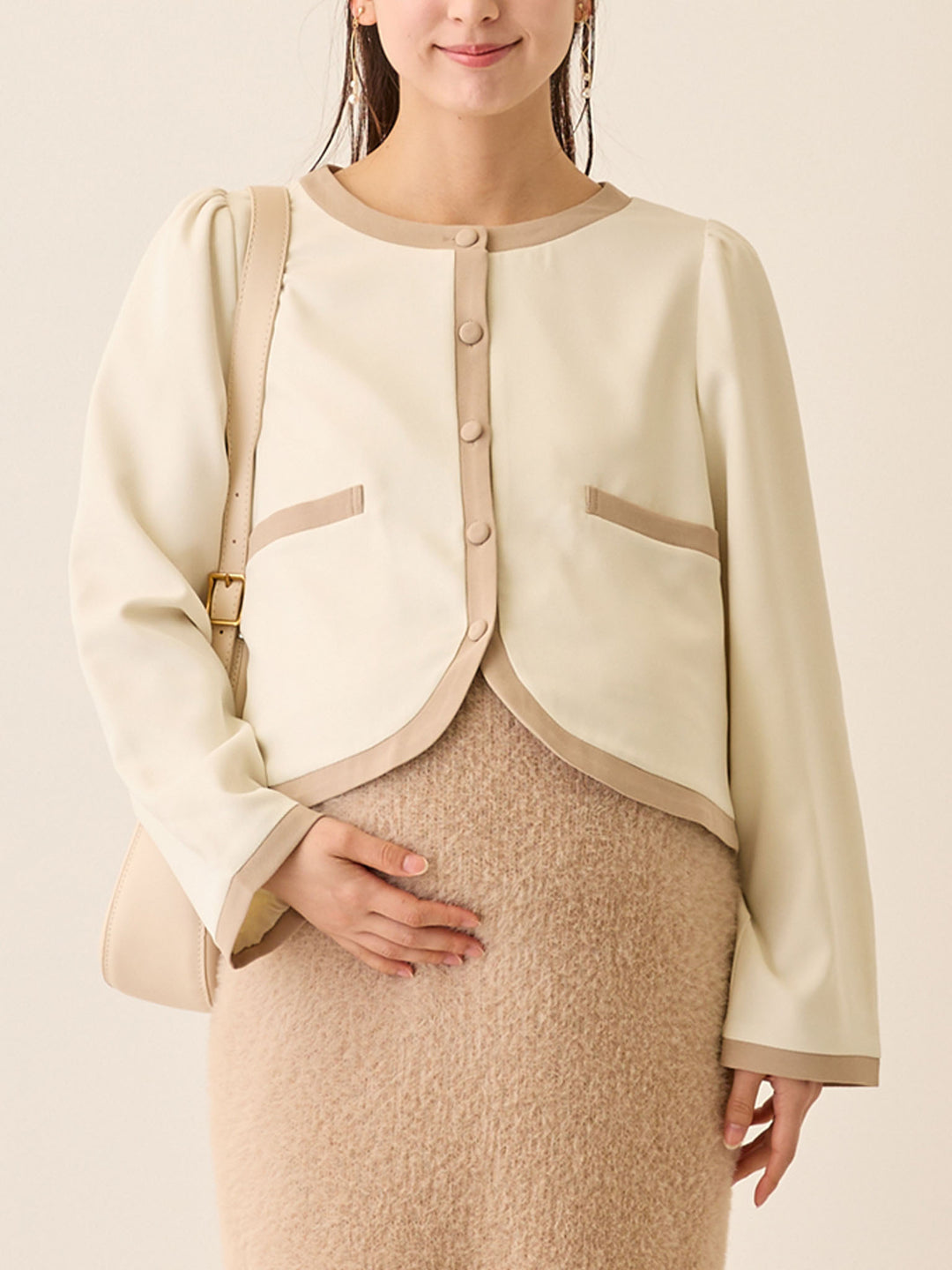 セレモニー対応・配色ジャケット Ivory