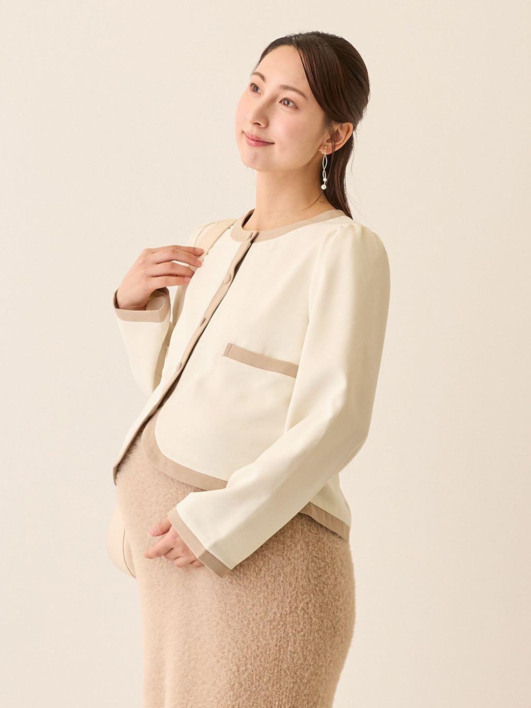 セレモニー対応・配色ジャケット Ivory