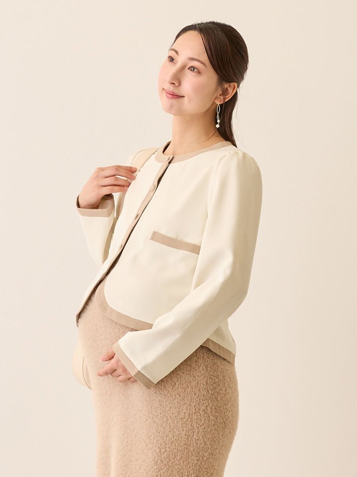 セレモニー対応・配色ジャケット Ivory