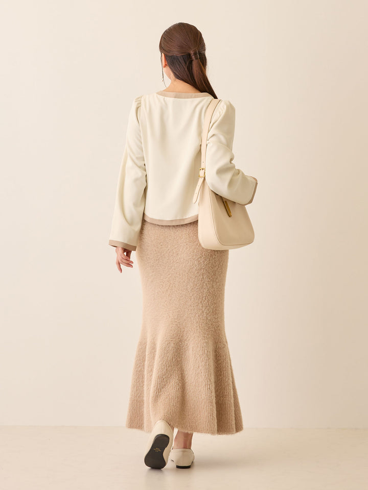 セレモニー対応・配色ジャケット Ivory