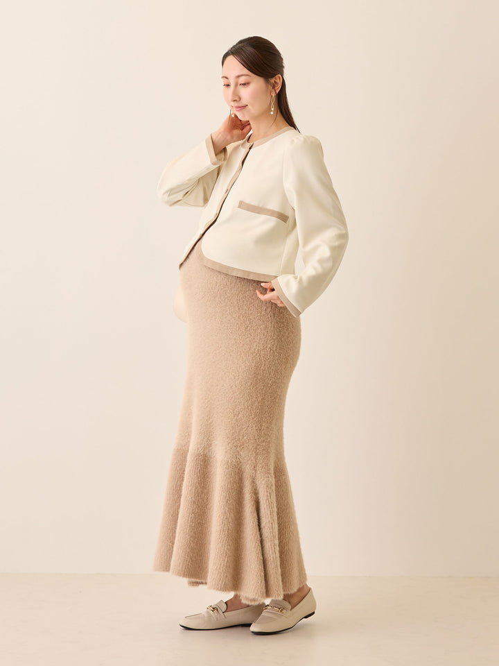 シャギーニットマーメイドスカート Beige