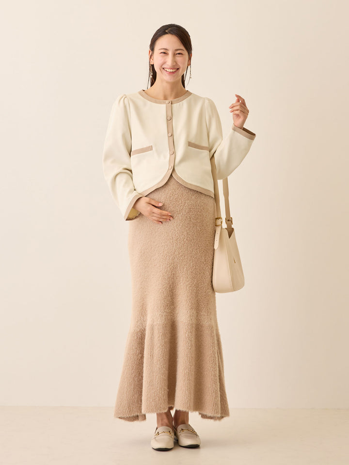 セレモニー対応・配色ジャケット Ivory