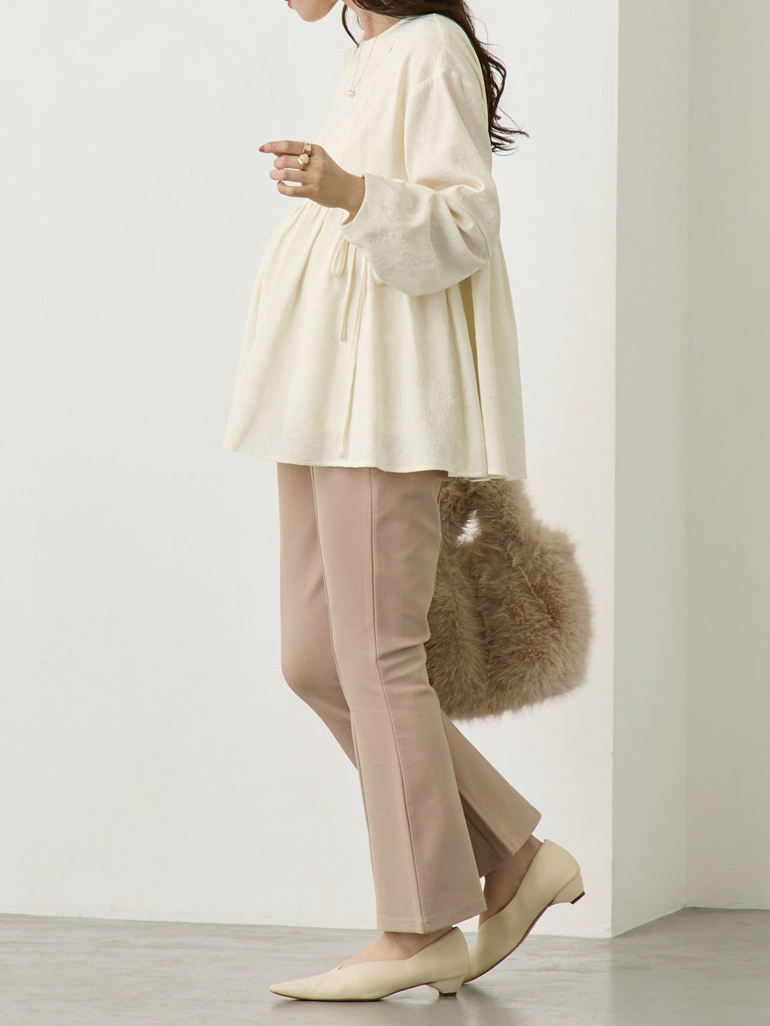 ジャガードペプラムトップス Ivory