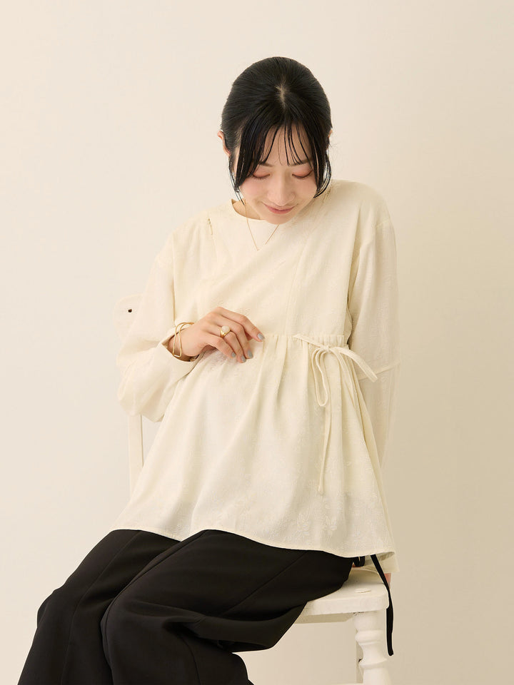 ジャガードペプラムトップス Ivory