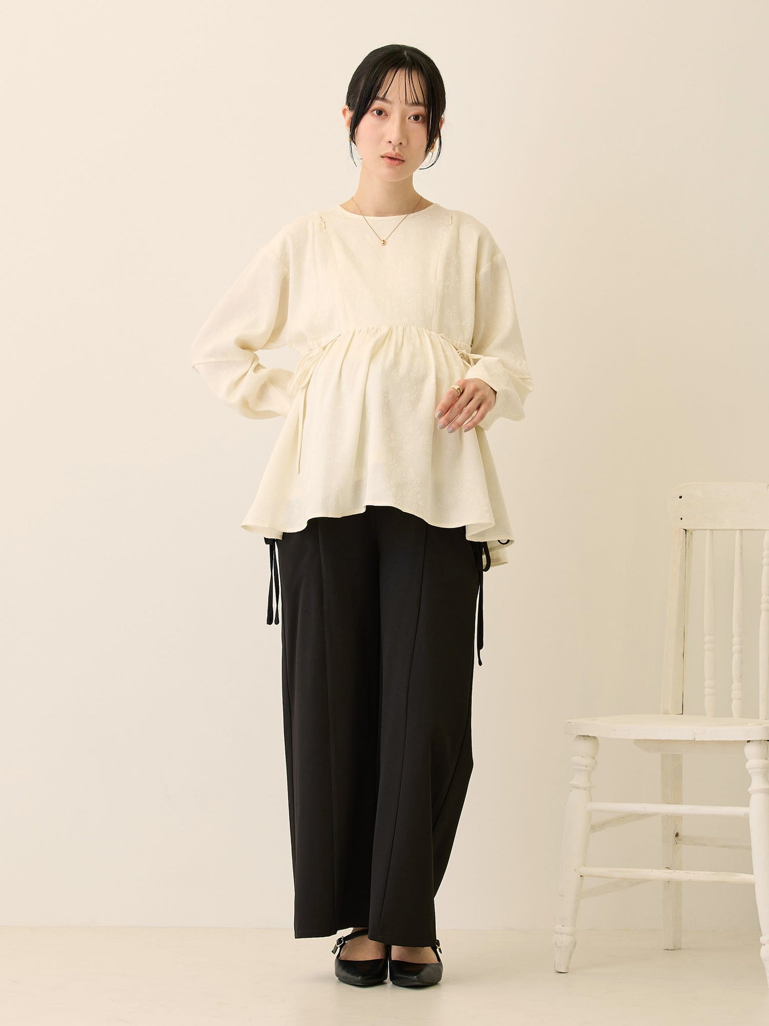 サイドリボンパンツ Black