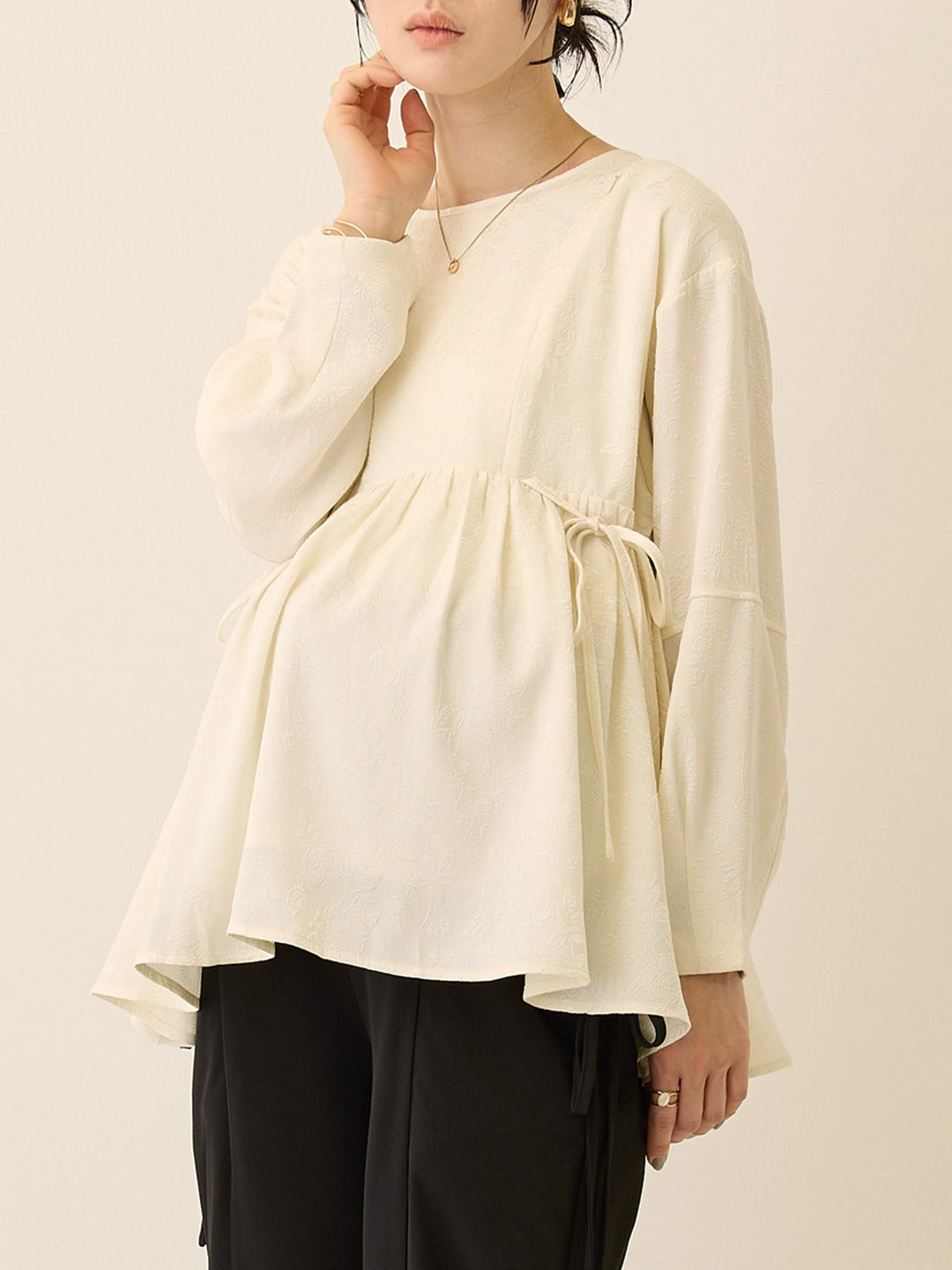 ジャガードペプラムトップス Ivory