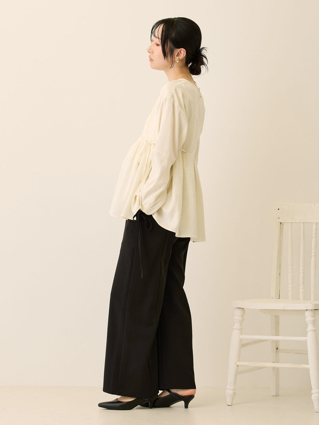 ジャガードペプラムトップス Ivory