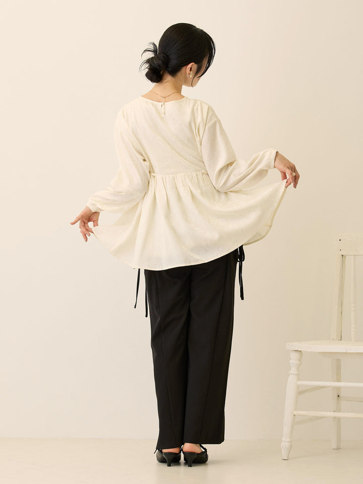 ジャガードペプラムトップス Ivory