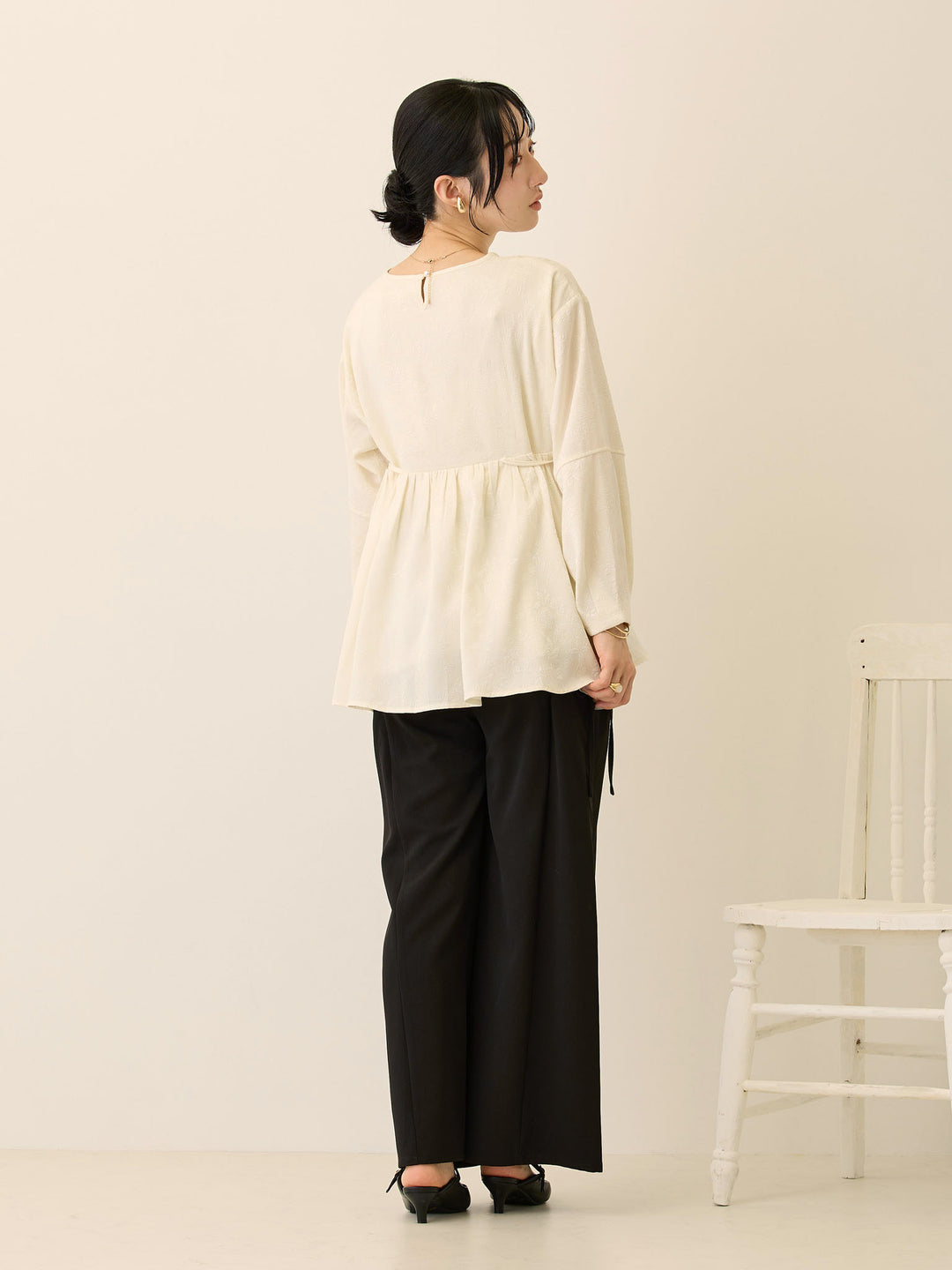 ジャガードペプラムトップス Ivory