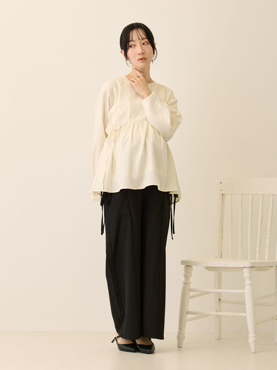 ジャガードペプラムトップス Ivory