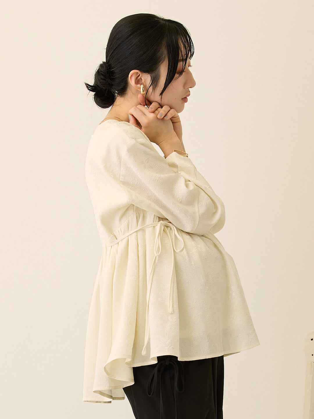 ジャガードペプラムトップス Ivory