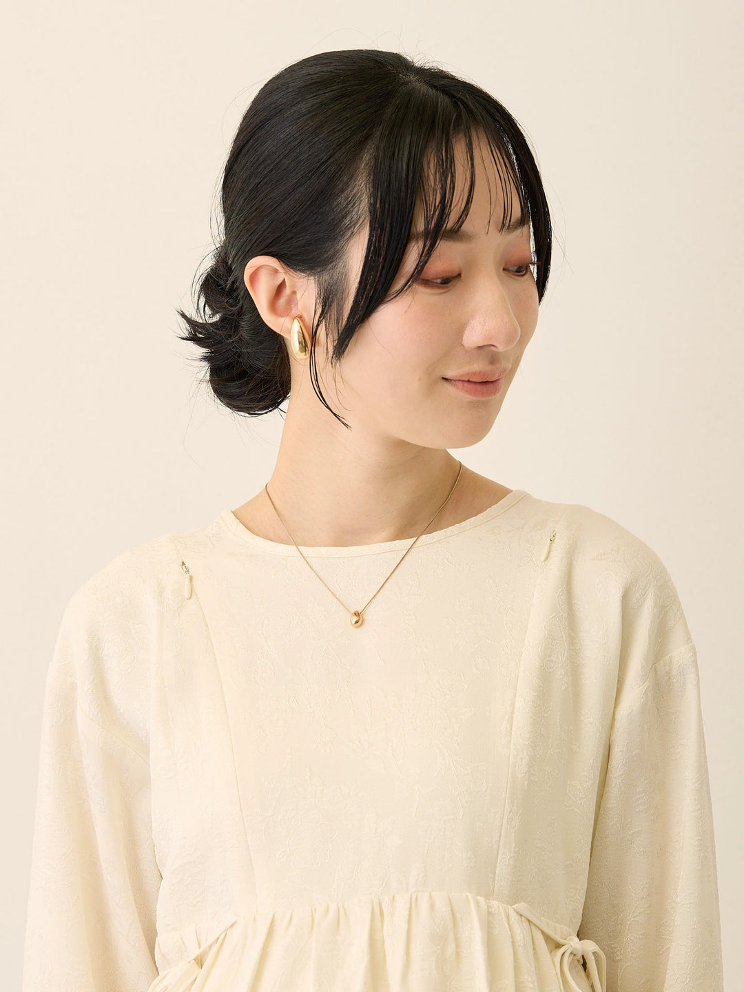 ジャガードペプラムトップス Ivory