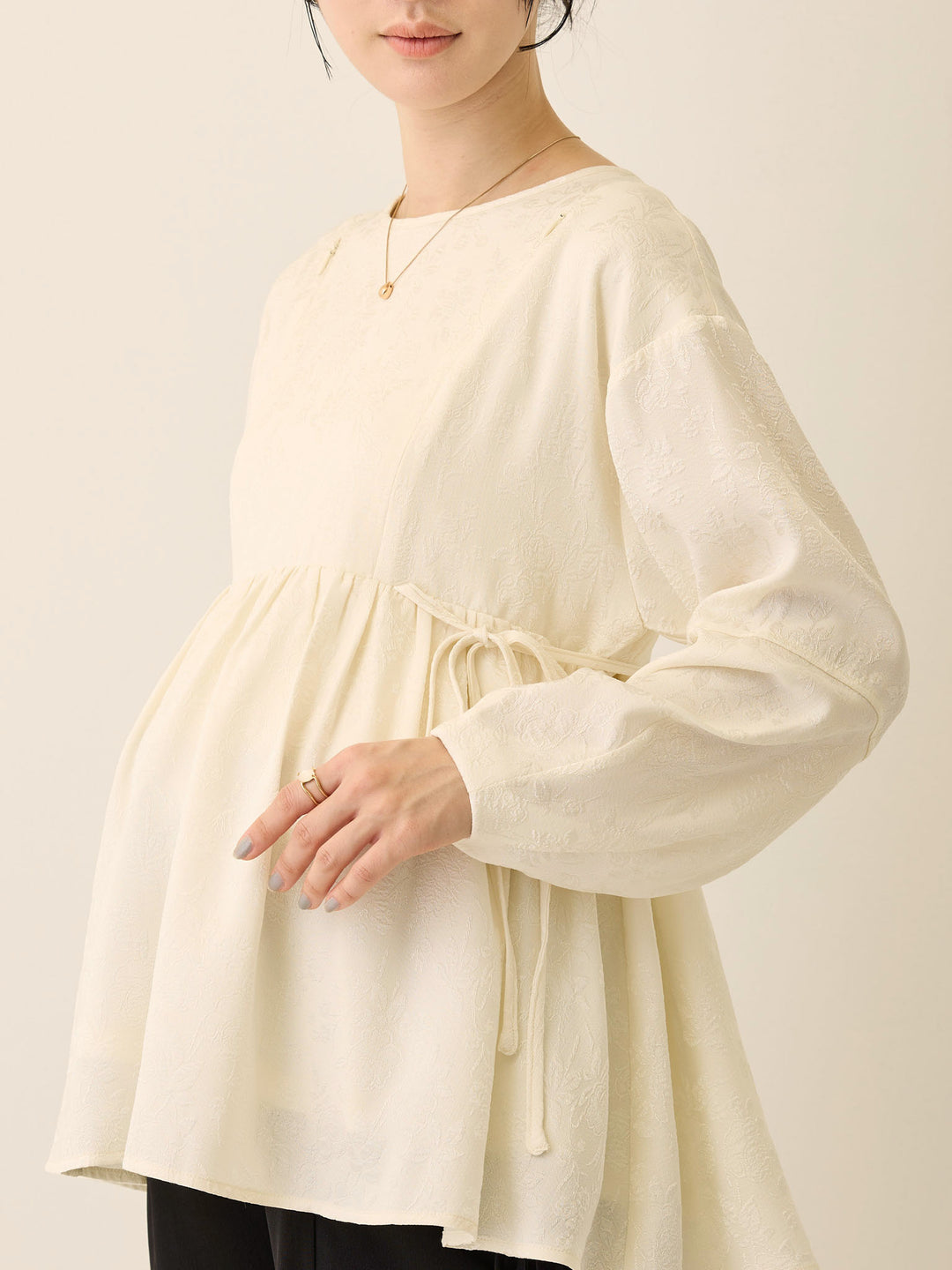 ジャガードペプラムトップス Ivory