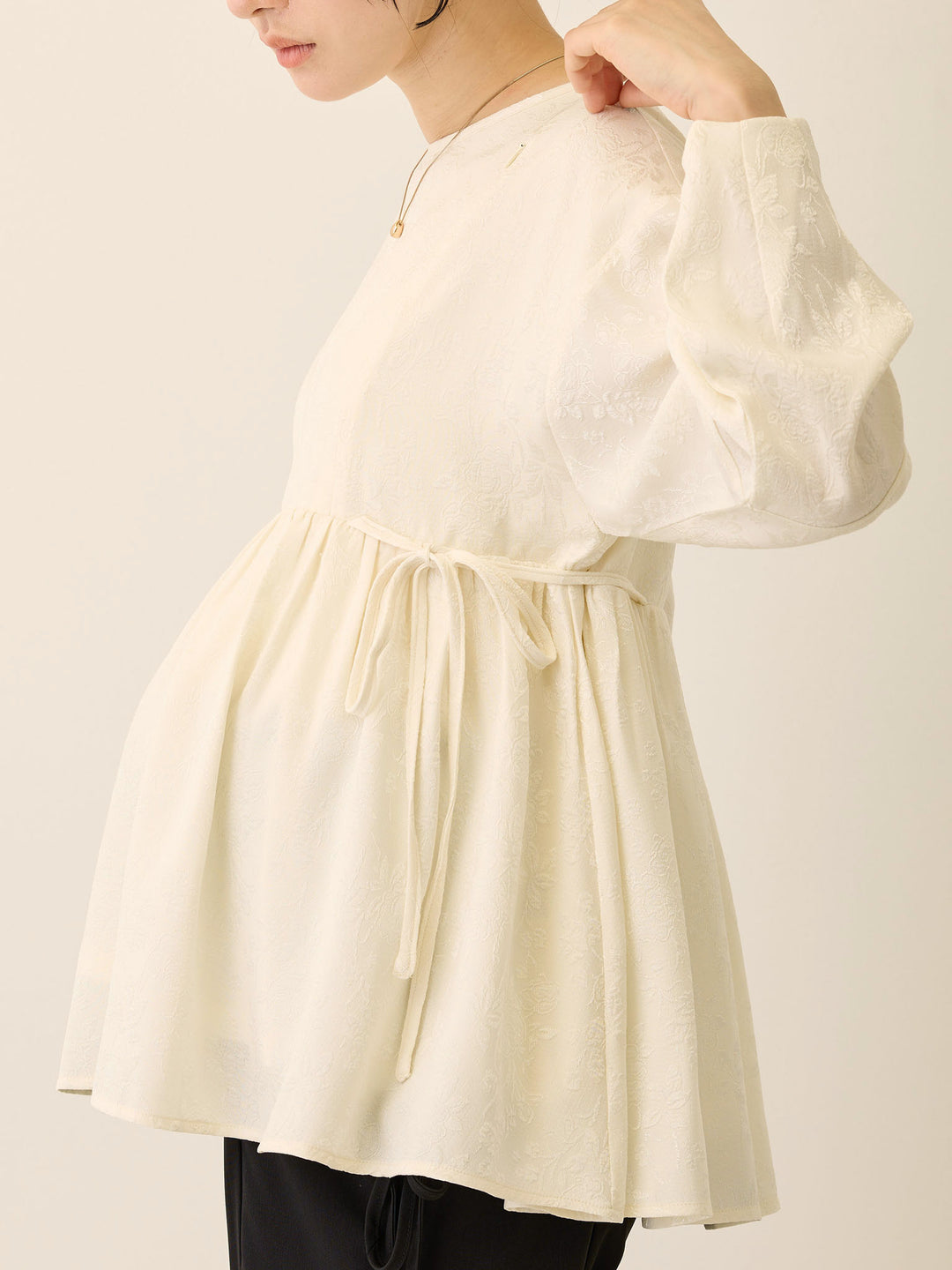 ジャガードペプラムトップス Ivory