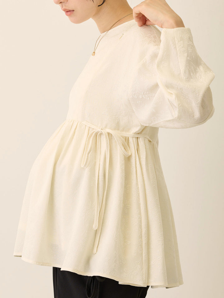 ジャガードペプラムトップス Ivory