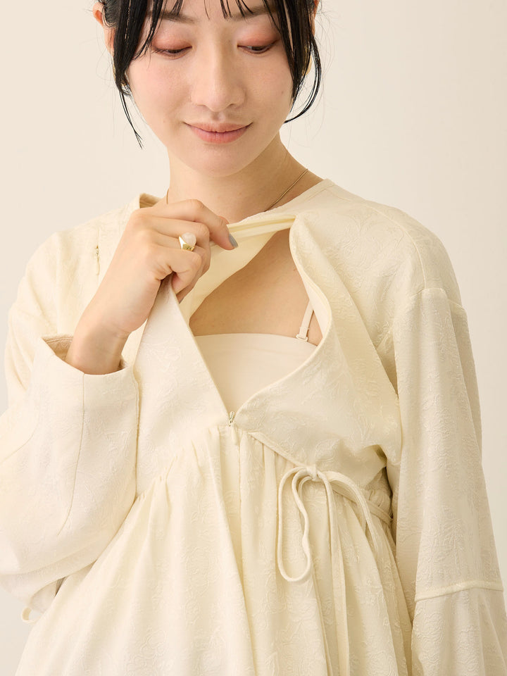 ジャガードペプラムトップス Ivory