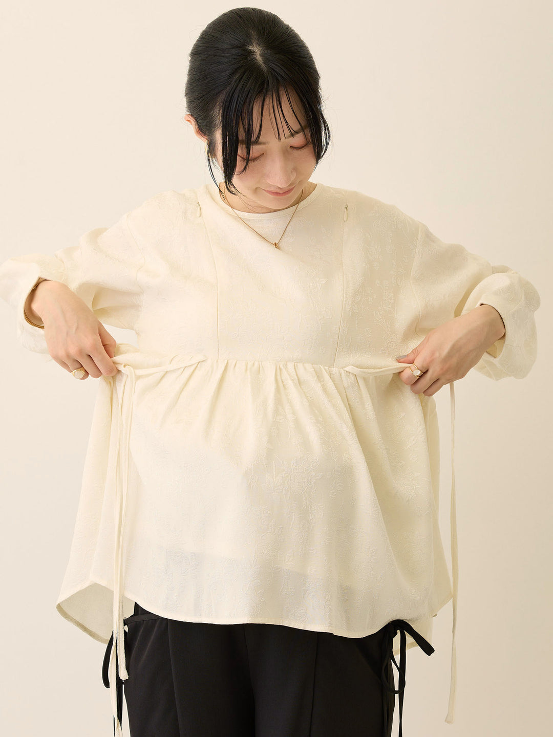 ジャガードペプラムトップス Ivory