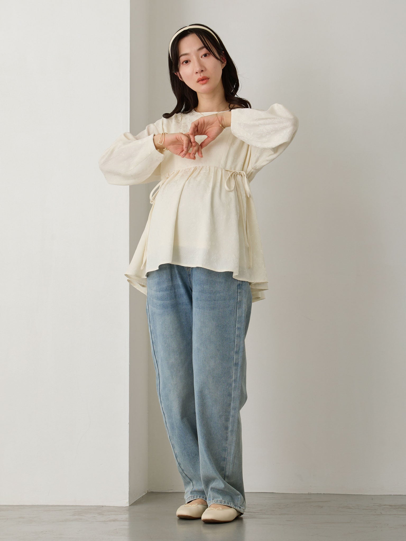 ジャガードペプラムトップス Ivory – honono for mom&baby