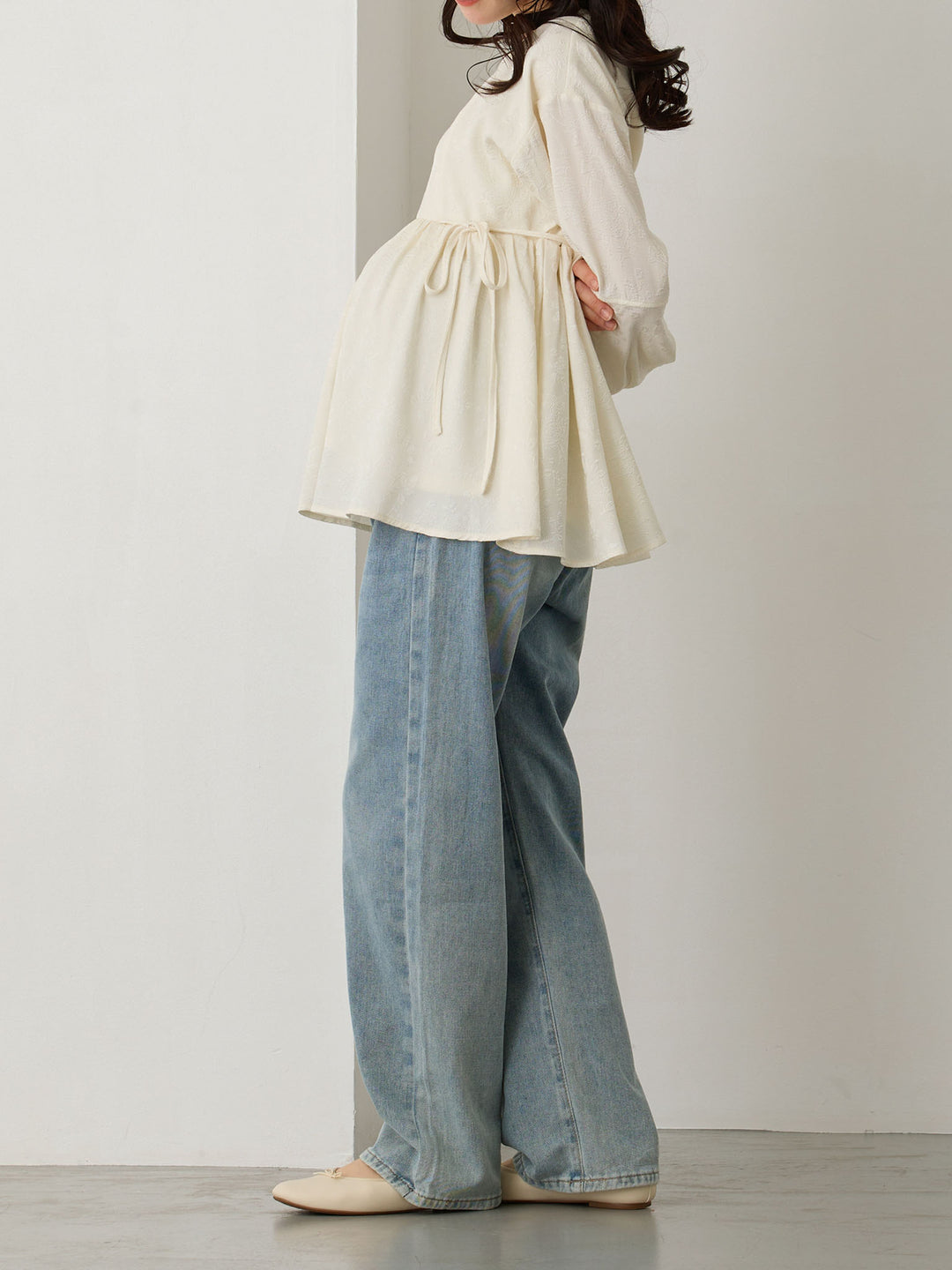 マタニティロングデニム Light blue