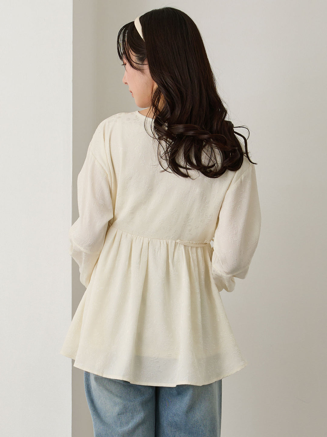 ジャガードペプラムトップス Ivory