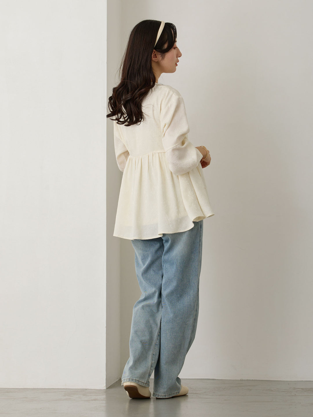 ジャガードペプラムトップス Ivory