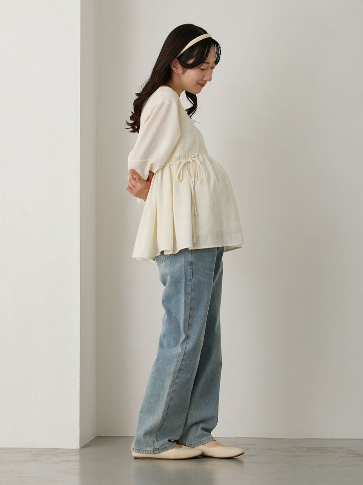 マタニティロングデニム Light blue