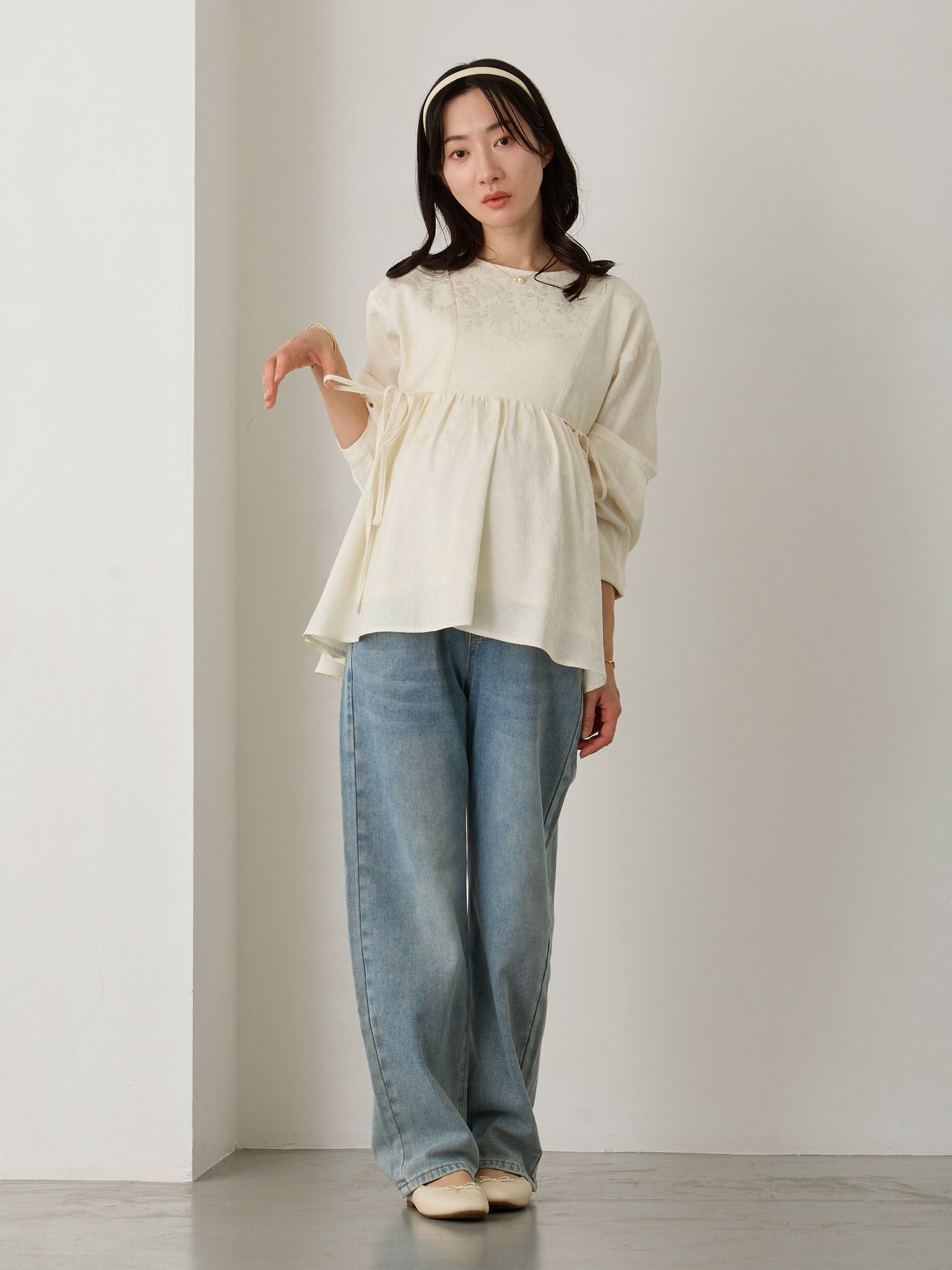 ジャガードペプラムトップス Ivory – honono for mom&baby