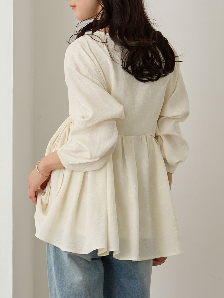 ジャガードペプラムトップス Ivory