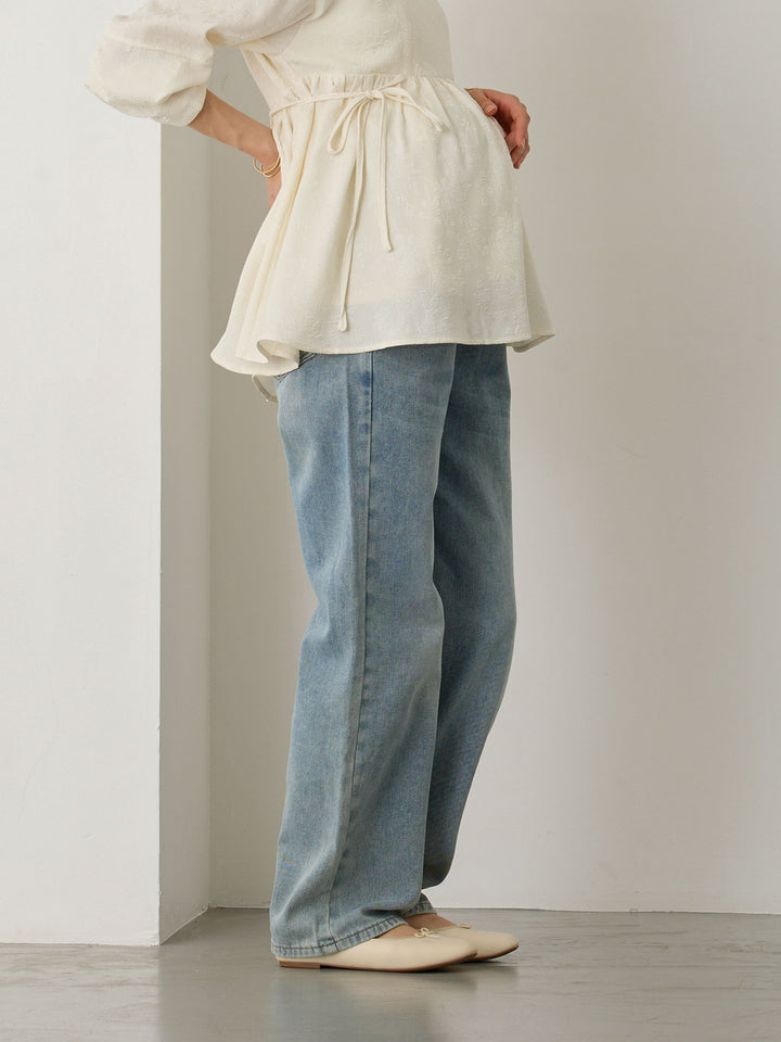 マタニティロングデニム Light blue