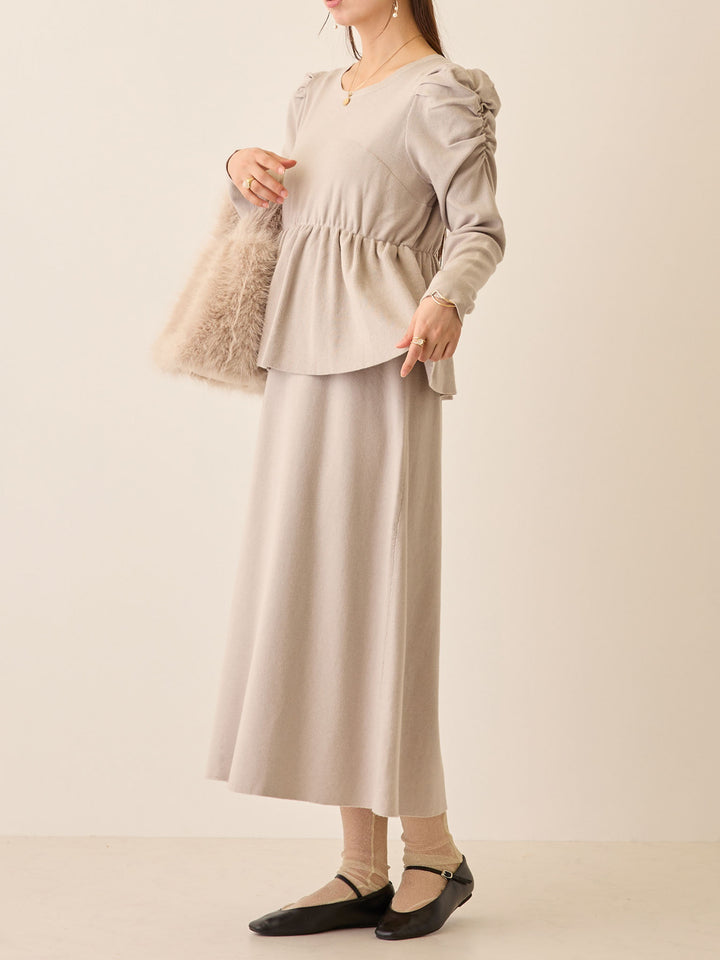 ニットペプラムワンピース Gray