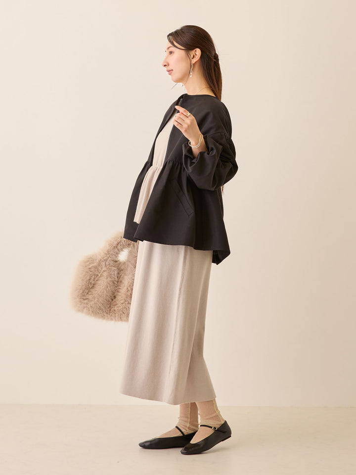 ニットペプラムワンピース Gray