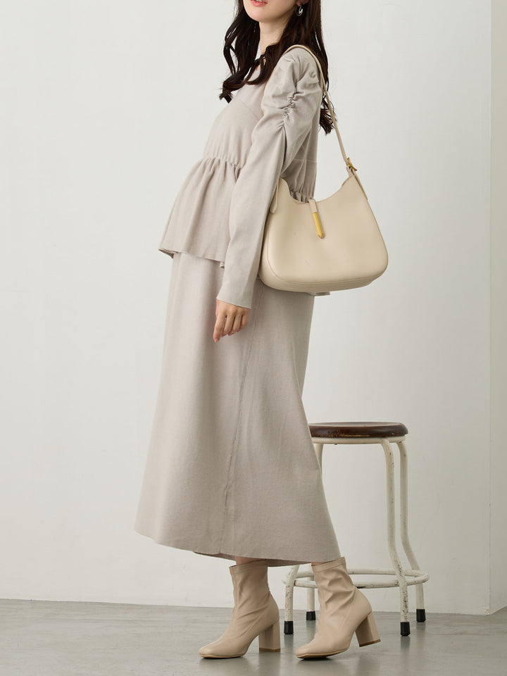 ニットペプラムワンピース Gray