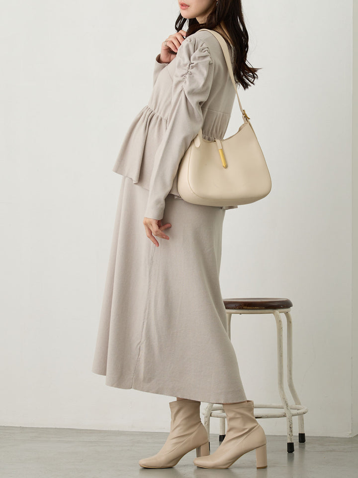ニットペプラムワンピース Gray