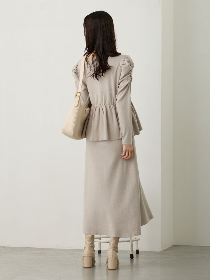 ニットペプラムワンピース Gray