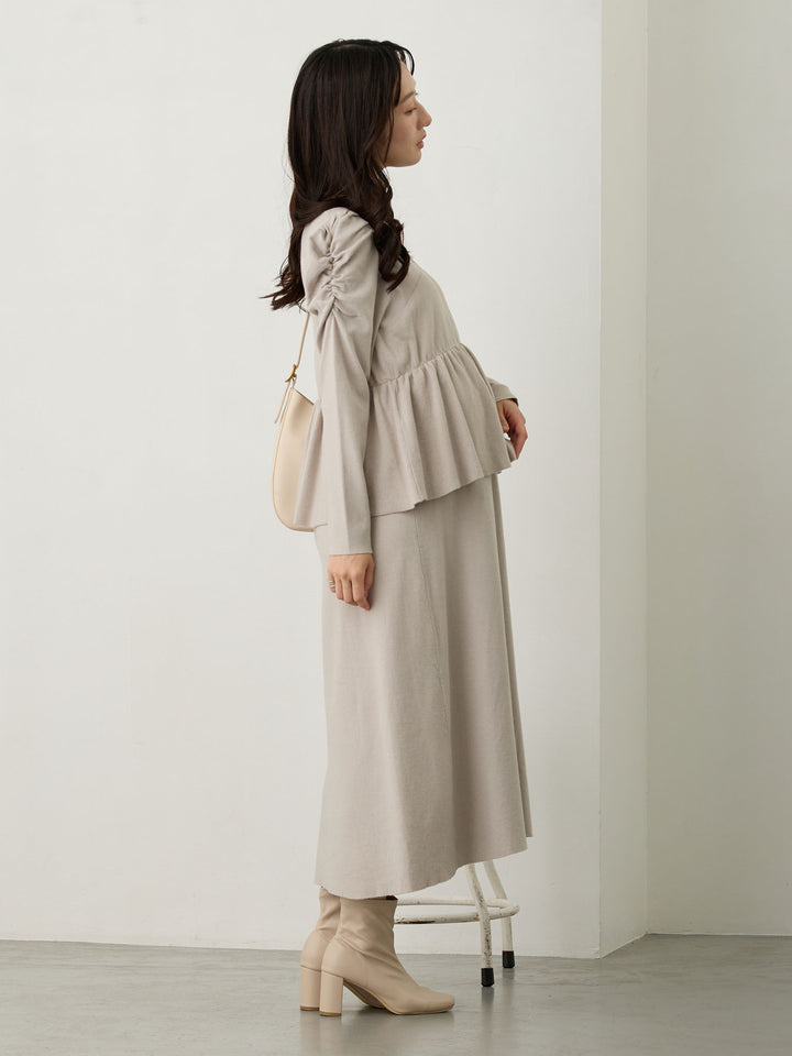 ニットペプラムワンピース Gray