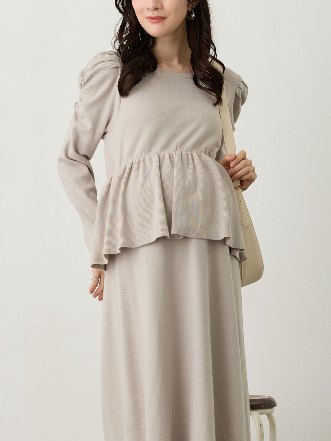 ニットペプラムワンピース Gray