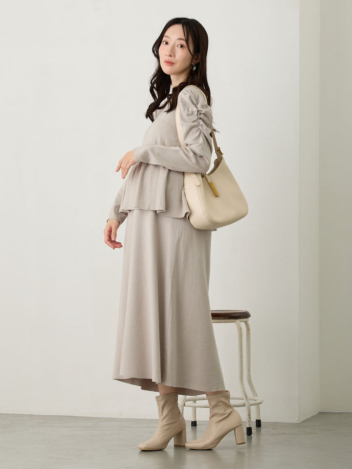 ニットペプラムワンピース Gray