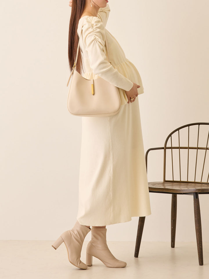 ニットペプラムワンピース Ivory