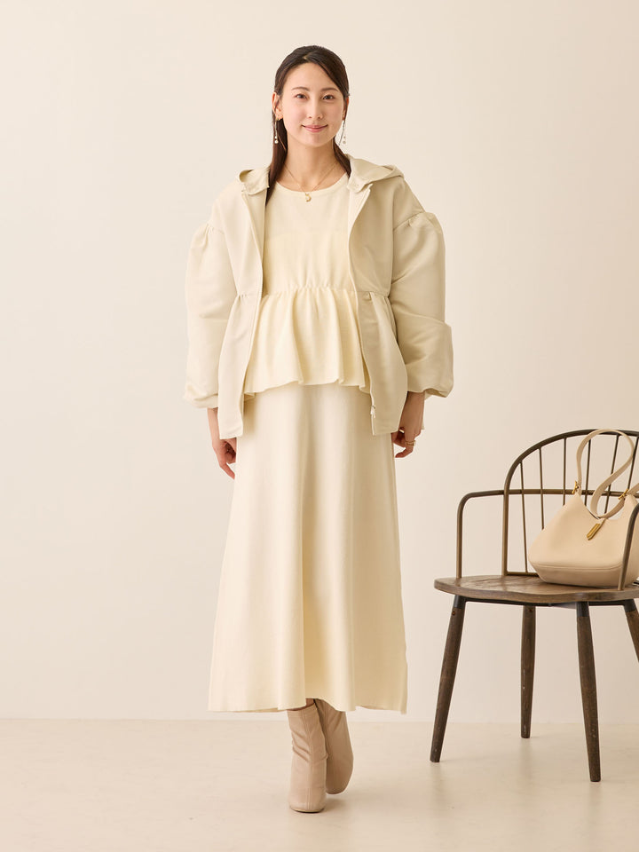 ニットペプラムワンピース Ivory