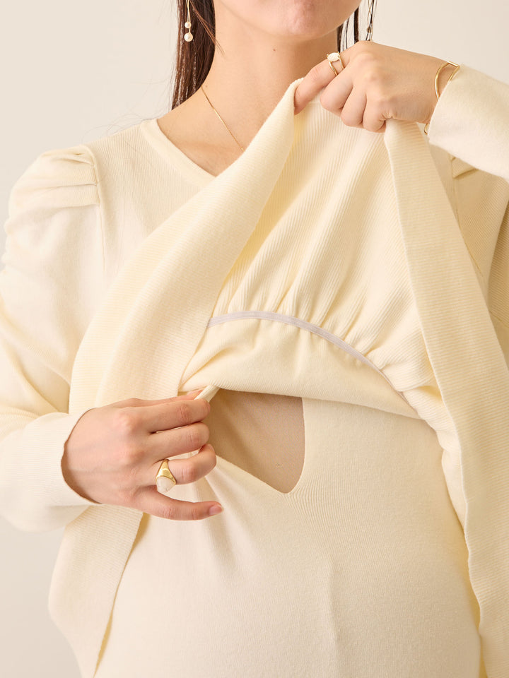 ニットペプラムワンピース Ivory