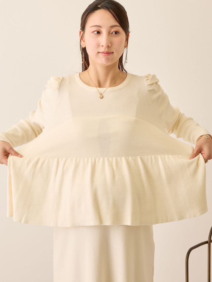 ニットペプラムワンピース Ivory
