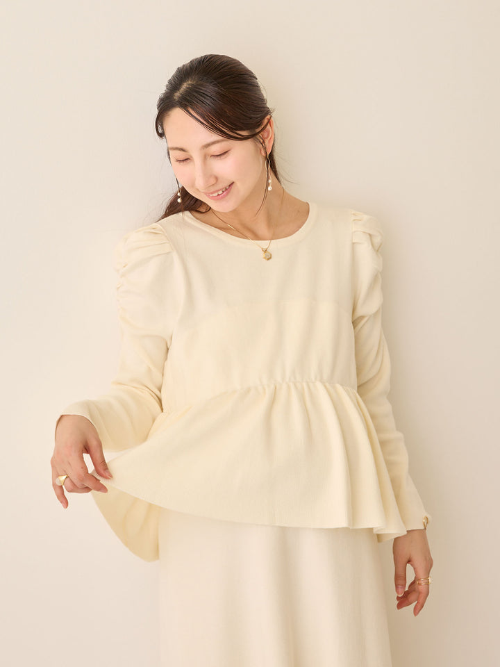 ニットペプラムワンピース Ivory