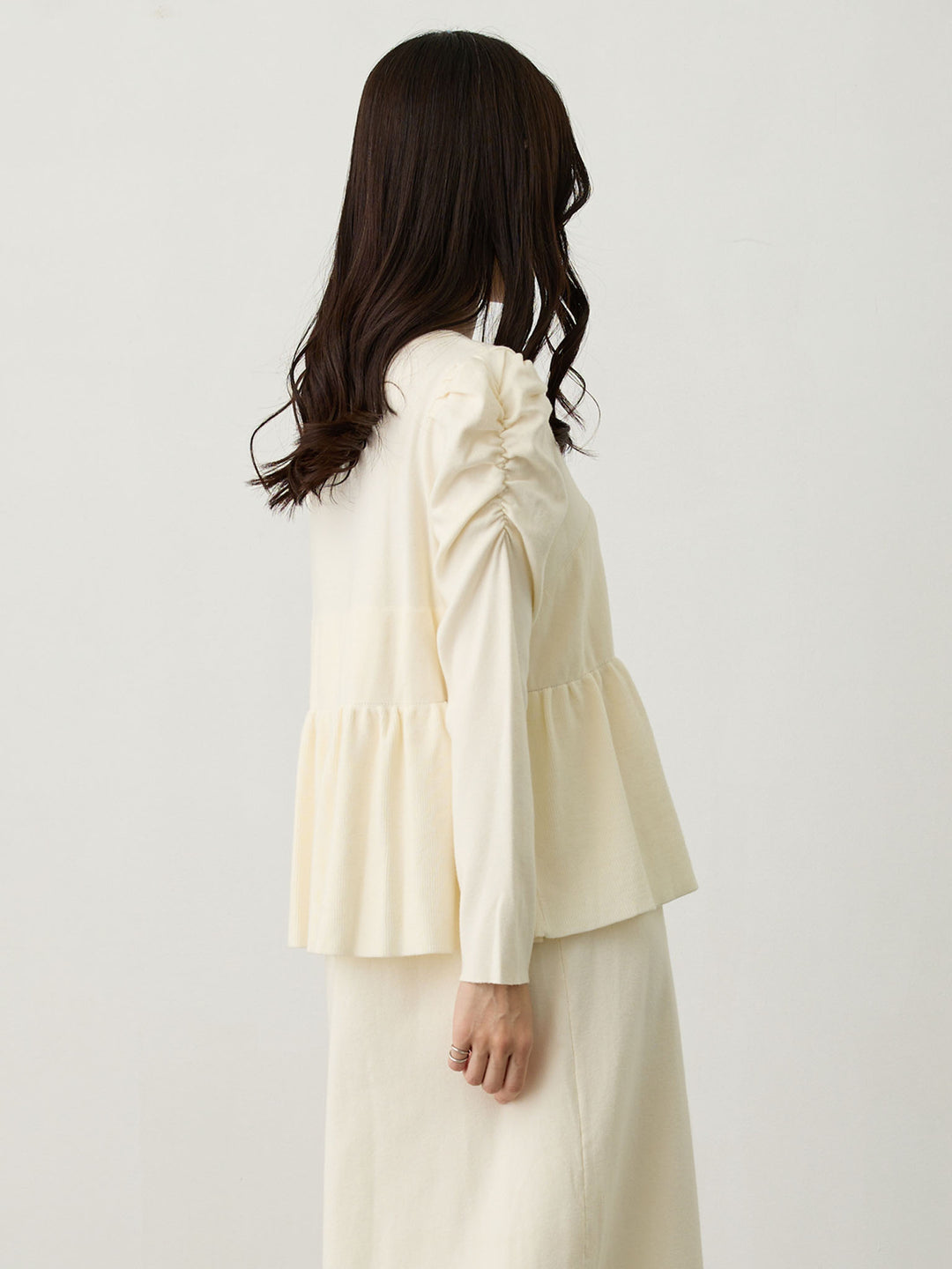 ニットペプラムワンピース Ivory