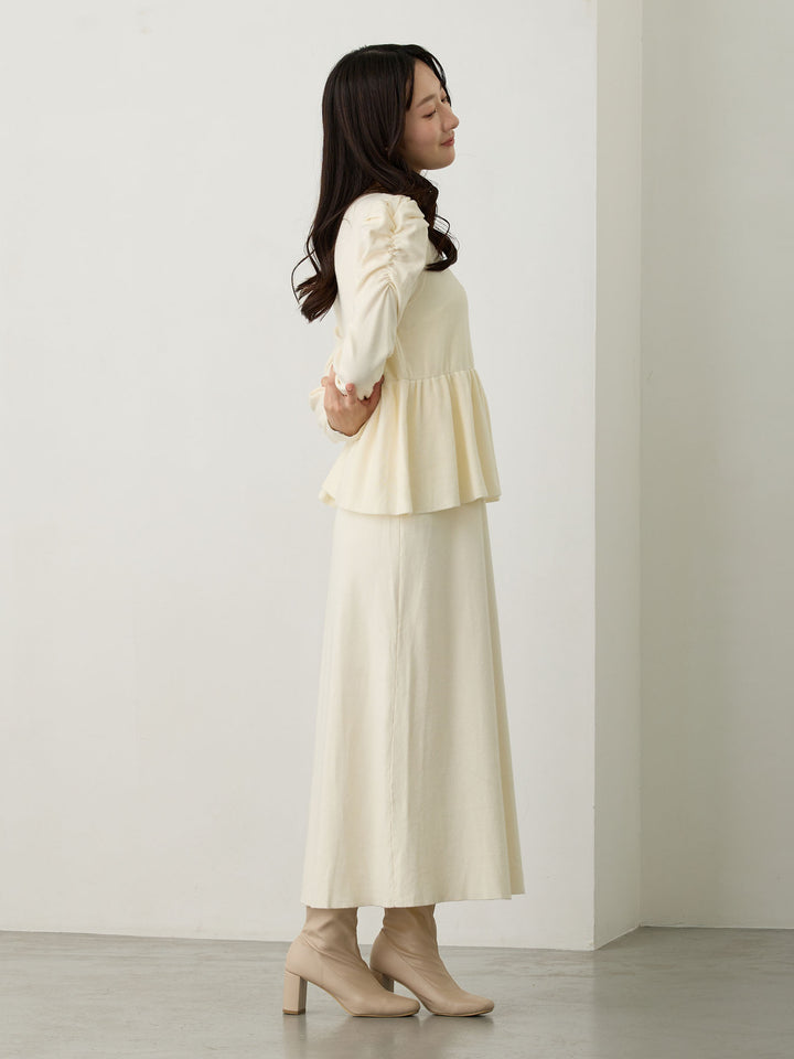 ニットペプラムワンピース Ivory