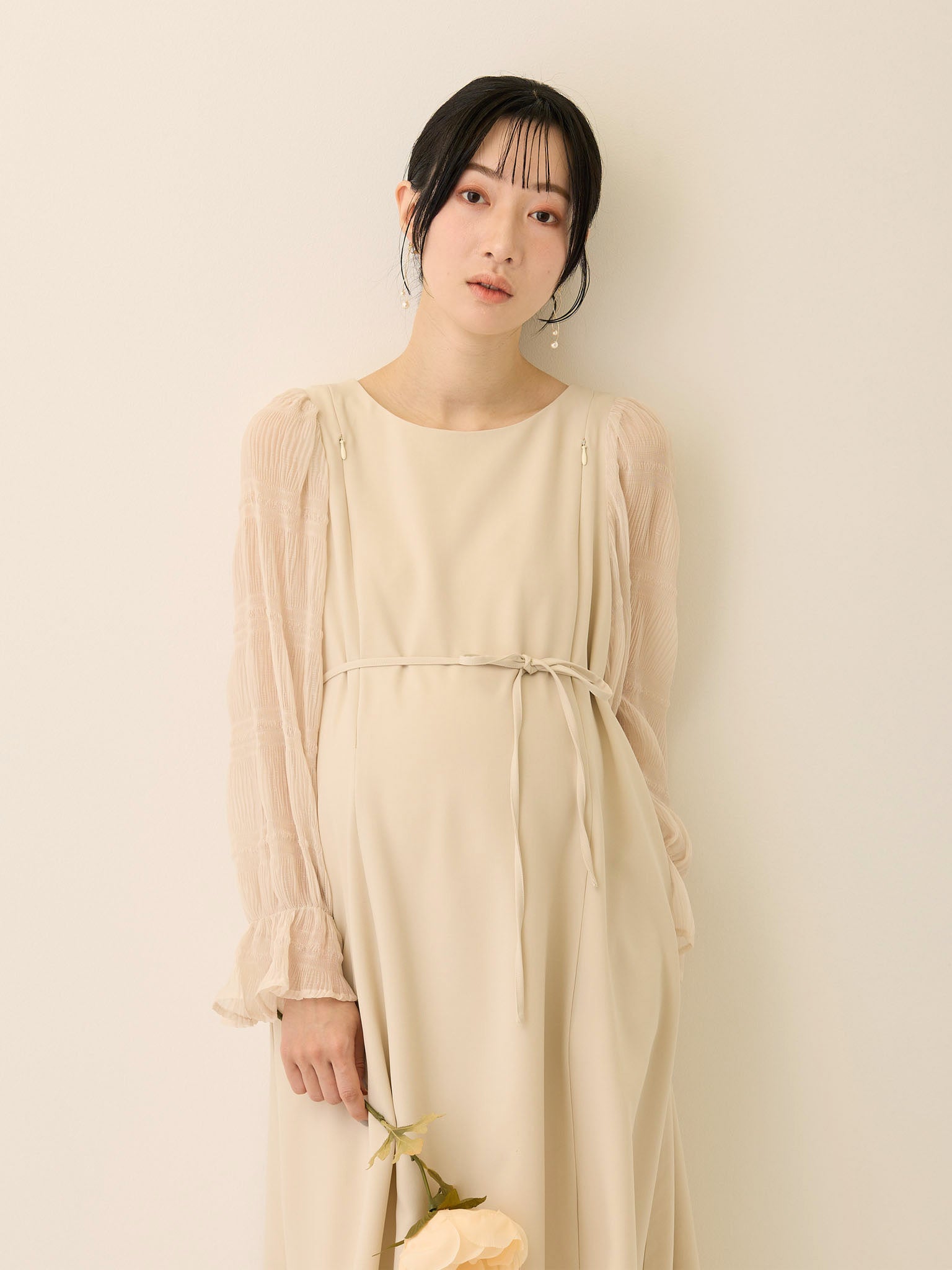 【新品未使用】honono ニットドッキングフェザー ワンピース アイボリー One Pieces – honono for mom&baby