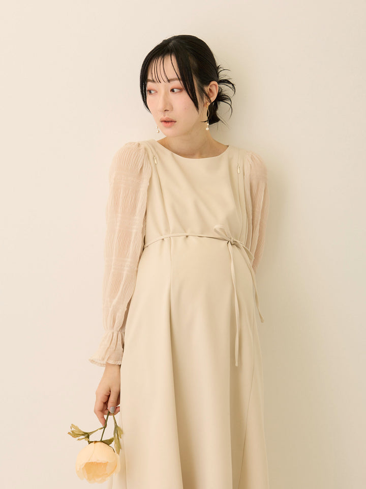 シフォンスリーブワンピース Beige