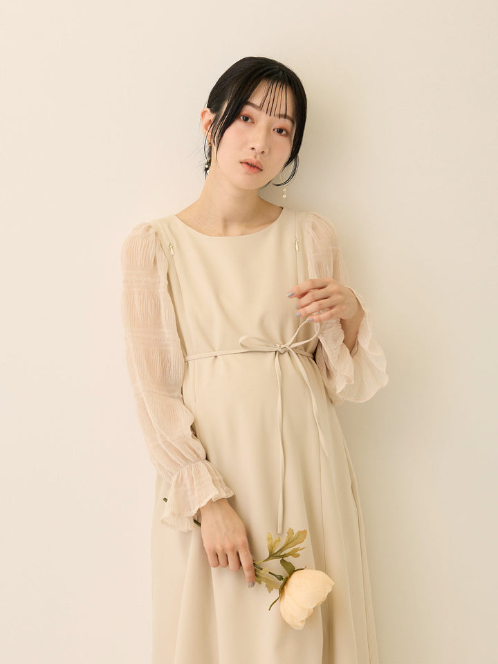 シフォンスリーブワンピース Beige