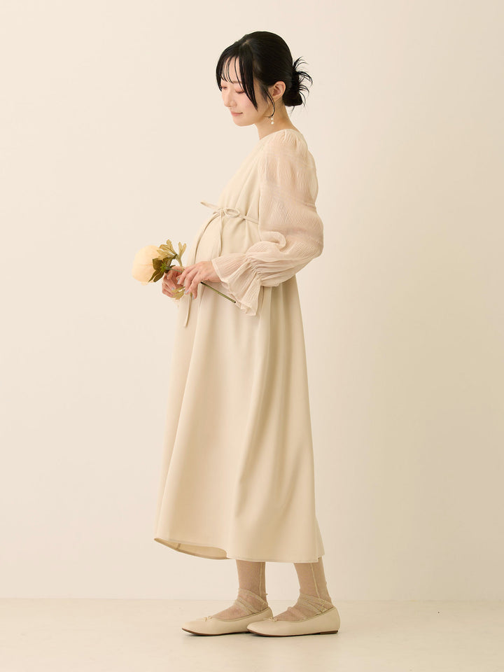 シフォンスリーブワンピース Beige